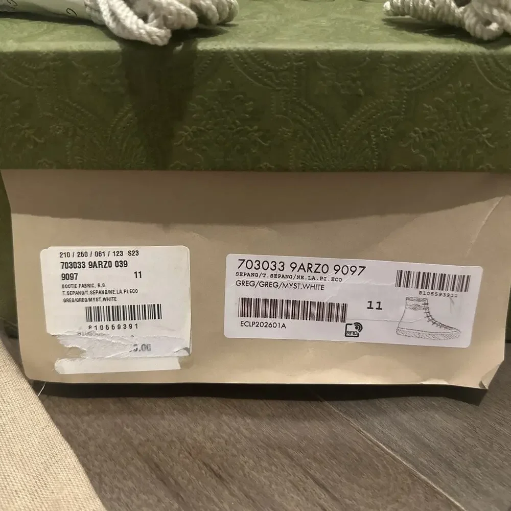 Authentic GUCCI INTERLOCKING G FABRIC BOOTIE SNEAKERS GG 11 (fits USA 12) 703033